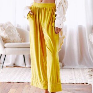 NWT Anthropologie Gold Velvety Elastic Waist Trousers in Women's X-Large